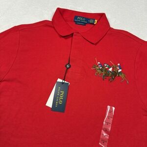 Polo Ralph Lauren Polo Shirt Mens Medium Custom Slim Fit Triple Pony Embroidered